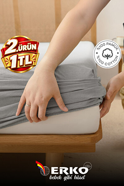 Erko Dört Mevsim 100% Cotton Jersey Elastic Fitted Sheet Single Double Extra ...