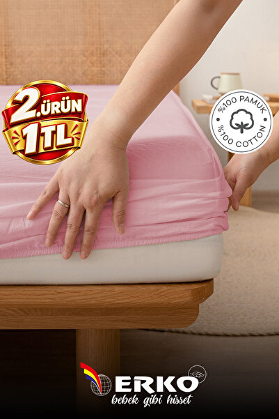 Erko Dört Mevsim 100% Cotton Jersey Fitted Bed Sheet Single Double