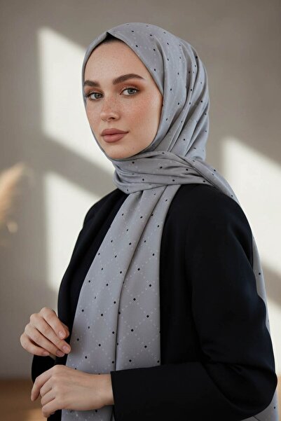 Vissona KREP V DESENLİ GRİ RENKLİ 75X195 KIRIŞMAZ ŞAL