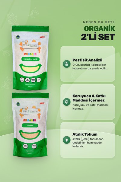 Soul Kitchen Organik Ürünler Organik İnce Buğday İrmiği 400 g Tarhana 500 g Avantaj Set Analizli Doğal Sertifikalı
