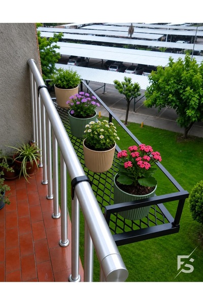 FSHOME FS Grup | Balkon Askılı Çok Amaçlı Metal Raf 100x30 cm - Kurutmalık, S...