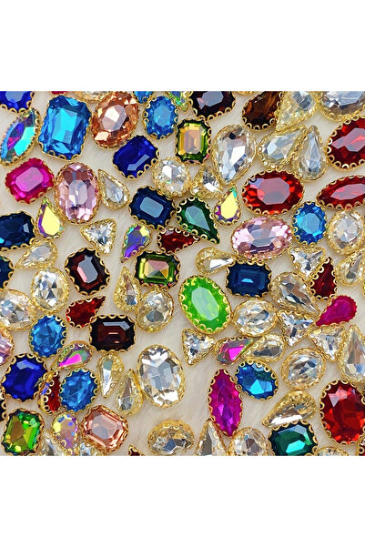 Choice 30pcs Multi-Colored Mixed Colors Rhinestone Embellishments With Golden...