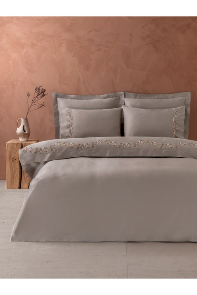 Dantela Miel Embroidered Cotton Satin Double Duvet Cover Set