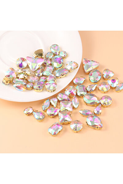 Choice8 50pcs AB Mixed size glass rhinestone with claw cut diamond on stone b...