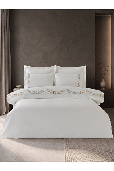 Dantela Miel Embroidered Cotton Satin Double Duvet Cover Set
