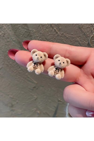 Choice 01 Beige New Design Cute Flocking Plush Rabbit Stud Earrings for Women...