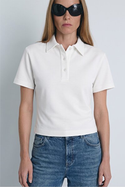 Suud Collection Ecru Jane Polo Neck T-Shirt