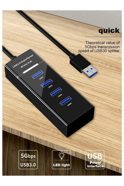 Derwell 4 Port Usb 3.0 Hub Çoğaltıcı Super Speed Çoklayıcı Swıtch Hızlı Usb Çoklama Dişi Splitter Laptop Bilgisayar Için 30 cm Kablo