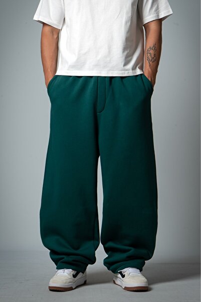 Crupt Studio Ανδρικό παντελόνι φόρμας Green Balloon Fit με πώμα
