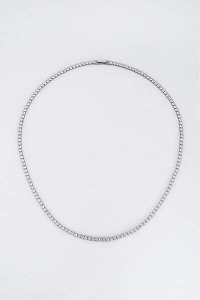 Crupt Studio 3mm X 55cm Tennis Chain Silver Tone Zincir Erkek Kolye