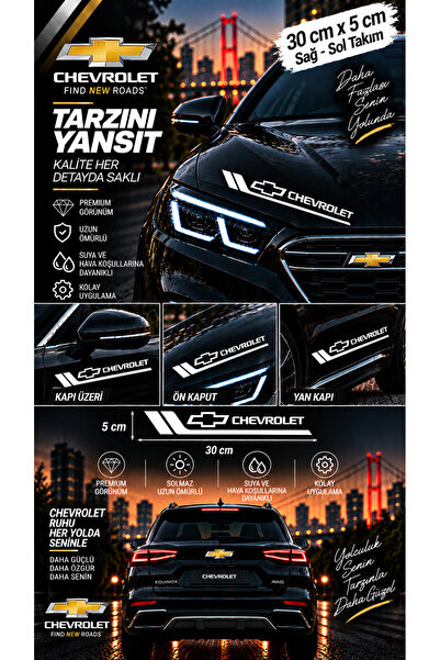 İntervex Global Chevrolet Compatible Sport Body Stripe Sticker Right Left Sid...