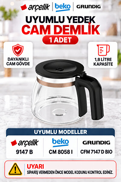 Arçelik Cm 9058 B Çay Makinesi Cam Demlik Sürahi Karaf 3585030100
