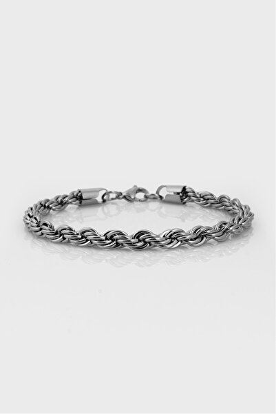 Crupt Studio 6mm X 21cm 316L Çelik Rope Halat Zincir Silver Ton Erkek Bileklik