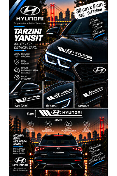 İntervex Global Hyundai Compatible Sport Body Stripe Sticker Right Left Side ...