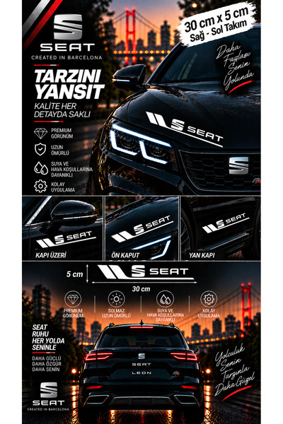 İntervex Global Seat Compatible Sport Body Stripe Sticker Right Left Side Doo...