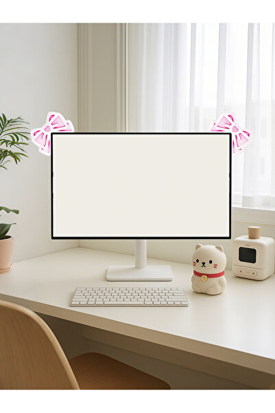 Choice 2pcs BS4855 Kawaii Bow Monitor Decor Pink Acrylic Bowknot PC Accessori...