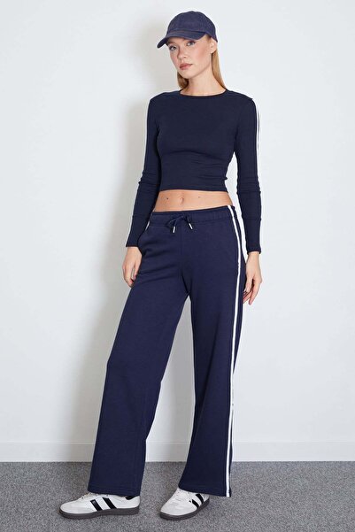 Fulla Moda Wide Leg Sweatpants with Piped Side Pockets
