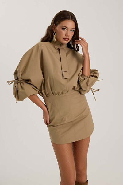 NOK İSTANBUL Crown Safari Dress Bronze Brown