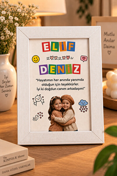 ÇELİKLER HEDİYE Kişiye Özel Arkadaşa Çocukluk Fotoğraflı Çerçeve | İsimli Mes...