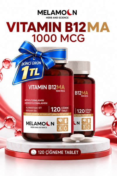 Melamoon B12 Vitamini 1000mcg 120 Tablet -B12,B6 Ve Folik Asit İçeren Takviye...