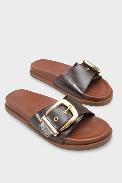 Capone Outfitters Cybelle Flat Heeled Single Strap Metal Buckle Women's Slippers