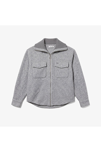 Lacoste Kadın Regular Fit Fermuarlı Gri Dış Gömlek