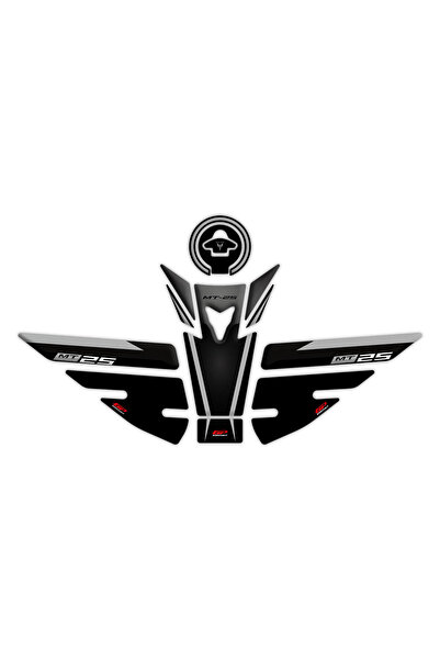 GP KOMPOZİT Yamaha MT-25 2015-2019 Uyumlu Tank Pad Seti Siyah-Gri