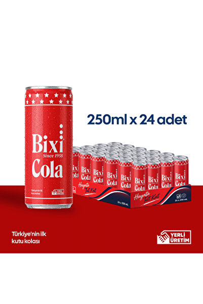 BİXİ Kola 250ml x 24 adet Yerli ve Milli Üretim Cola Original Cola