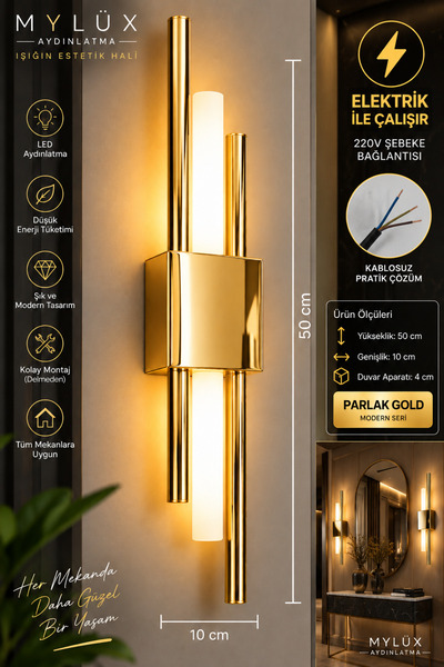 MYLUX AYDINLATMA VE TASARIM Kirpi Ledli Ve ELEKTİRİKLİ Boru Aplik