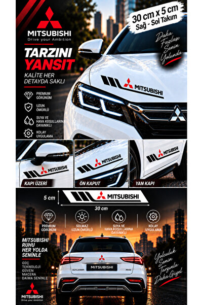 İntervex Global Mitsubishi Compatible Sport Body Stripe Sticker Right Left Si...