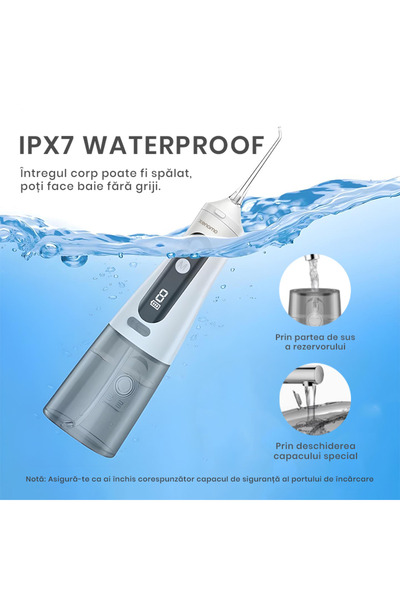 xenomo Irigator bucal Xenomo® X-FLOW, 9 trepte, mod DIY, rezervor 350 ml, IPX7, alb