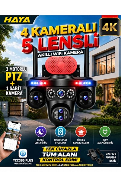 MPIA HAYA 4 Kameralı 5 Lensli WiFi Kamera 3 PTZ 10X Optik Zoom IP66 Gece Görüş