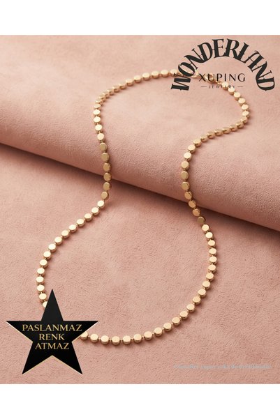 XUPING JEWELRY Pul Kadın Kolye - 60 cm - Genişliği 0.3 cm - 14K Altın Rengind...