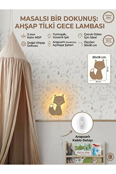 mdmetadesign Tilki Figürlü Duvar Lambası
