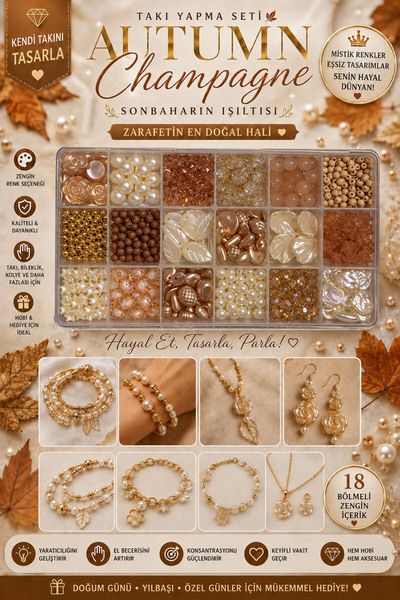 By MO Accessories Φθινοπωρινό Σετ Κατασκευής Κοσμημάτων 18 Θέσεων σε Χρώμα Σα...
