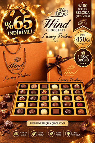 wind çikolata Premium Sipesiyal Hediyelik Belçika Çikolatası - Orange Kutu 45...