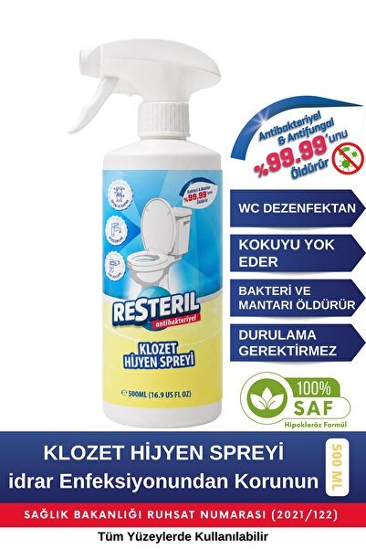 Resteril Tuvalet Temizleyici Hızlı Etkili Dezenfektan Sprey Klozet Kapağı Tem...