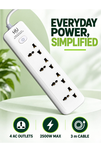 HU HAPPY USER Power Extension Socket with Switch – Heavy Duty Electrical Exte...