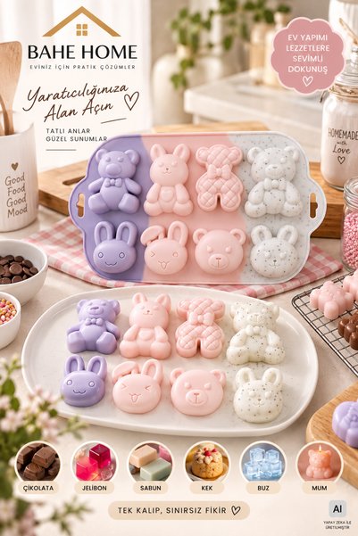 bahe home Silicone Figured Multi-Purpose Mold Soap Candle Plaster Cake Chocolate Non-Stick Oven Hobby Mold