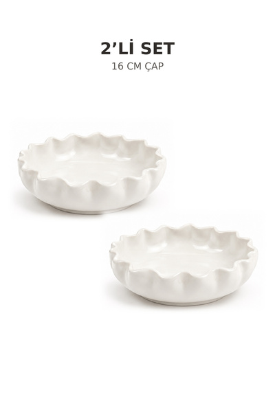 Beige & Stone X Duygu Batum Hardal Momento Küçük 2li Wave Bowl Set Servis Sun...