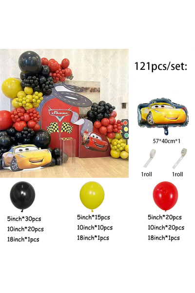 Disney as the picture as the picture 121pcs Racing Car Foil Balloon Arch Garl...
