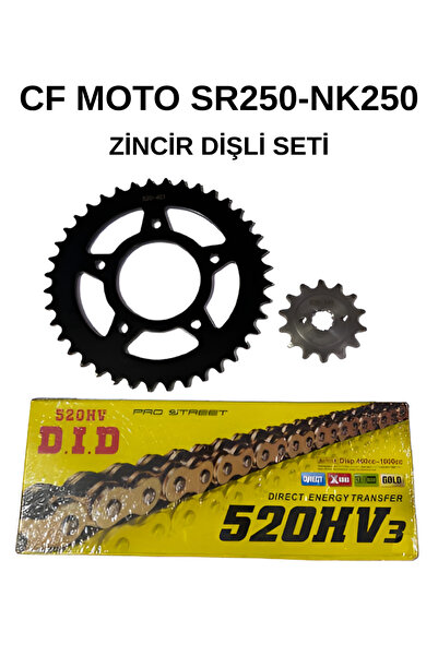 Genel Markalar CF MOTO SR250 - NK250 ZİNCİR DİŞLİ SETİ ÖN 14T-ARKA 40T- DID G...