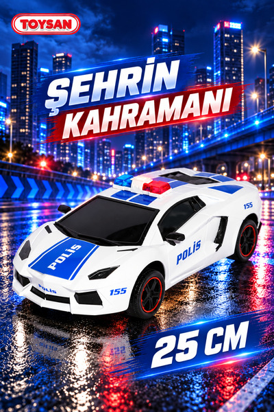 Toysan POLİS Sürtmeli LAM Araba 25 cm 1 ADET