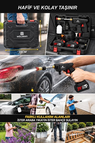 Waldern Araba Bahçe Sulama Şarjlı Yüksek Basınçlı Yıkama Tabancası Makine