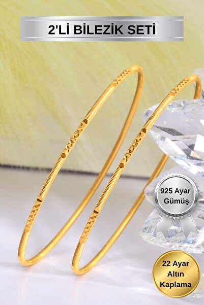 innuendo jewelery 925 Ayar Gümüş 22 Ayar Altın Kaplama Kalemli Desenli Ajda K...