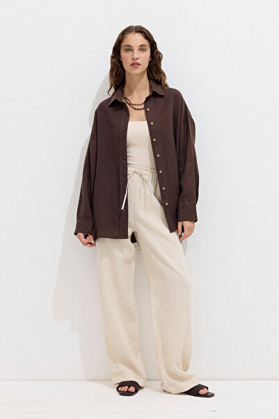 Manuka Comfortable Linen Pants with Pockets Beige