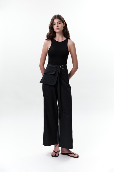 Manuka Cep Belted Trousers Navy Blue