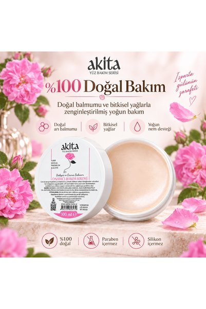 Akita شمع العسل الطبيعي المغذي والمرمم بالورد 100 مل