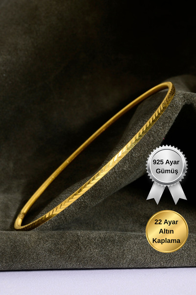 innuendo jewelery 925 Ayar Gümüş Üzeri 22 Ayar Altın Kaplama Başak Desenli Aj...