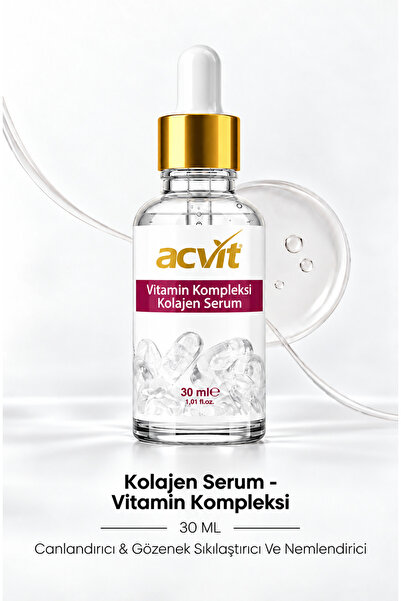 Kolajen Serum - Vitamin Kompleksi - 30 Ml. Canlandırıcı & Gözenek Sıkılaştırıcı Ve Nemlendirici